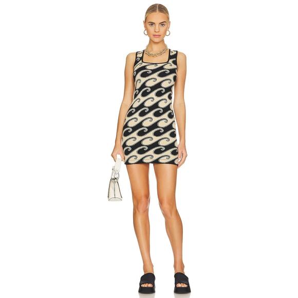 JoosTricot Peachskin Mini Tank Dress Black & Fieno Waves - S - Picture 1 of 3
